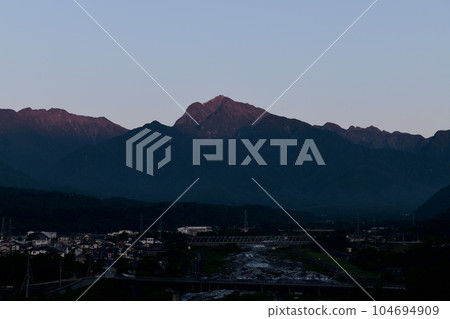 Takegawa-cho, Hokuto City, Mt. Kaikomagatake in the Southern Alps, still sleeping streets Takegawa-cho, Hokuto City, Mt. Kaikomagatake in the Southern Alps, still sleeping streets 104694909