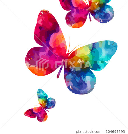 Object watercolor colored butterfly with blots. Vector illustration Object watercolor colored butterfly with blots. Vector illustration 104695393