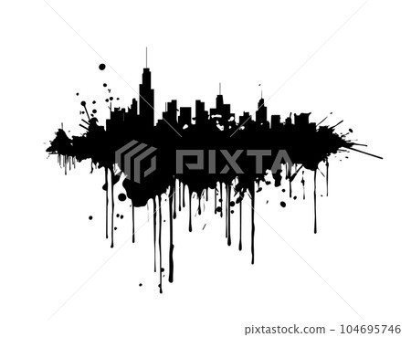 City silhouette with blots. Vector illustration 104695746