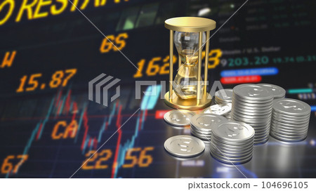 The sand clock and coins  for business concept 3d rendering 104696105