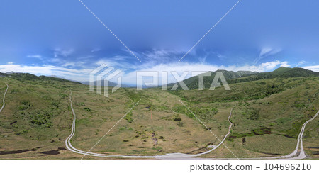 Aerial shot Midagahara Ramsar Convention registered ground spherical panorama Aerial shot Midagahara Ramsar Convention registered ground spherical panorama 104696210