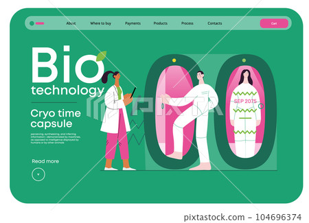 Bio Technology, Cryocapsule Time Freezer -modern flat vector concept illustration of futuristic cryocapsules resembling frozen time vaults. Metaphor of preserving life, time through cryonic technology Bio Technology, Cryocapsule Time Freezer -modern flat vector concept illustration of futuristic cryocapsules resembling frozen time vaults. Metaphor of preserving life, time through cryonic technology 104696374