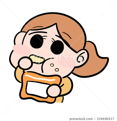 Girl unconsciously eating sweets Girl unconsciously eating sweets 104696917