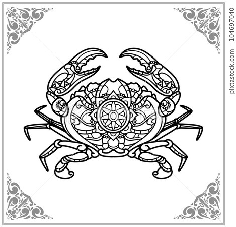 Crab zentangle arts isolated on white background of illustration 104697040