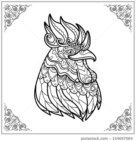 Rooster zentangle arts isolated on white background of illustration 104697064
