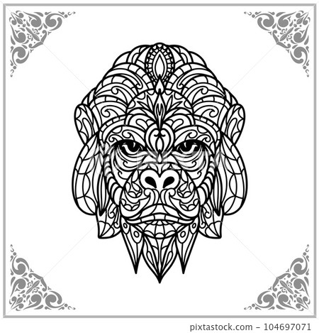 Gorilla zentangle arts isolated on white background of illustration Gorilla zentangle arts isolated on white background of illustration 104697071