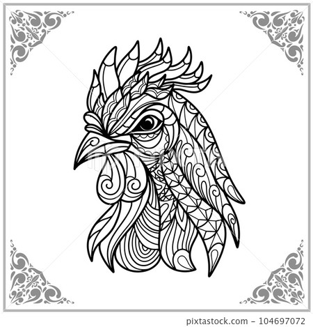 Rooster zentangle arts isolated on white background of illustration Rooster zentangle arts isolated on white background of illustration 104697072