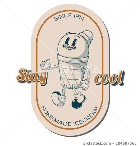 Ice cream 70s retro groovy illustration logo 104697565