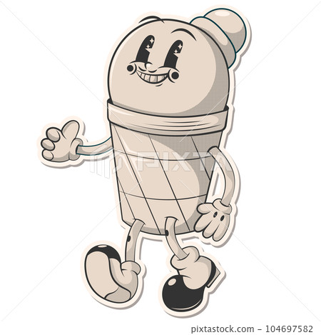 Ice cream 70s retro groovy illustration print 104697582