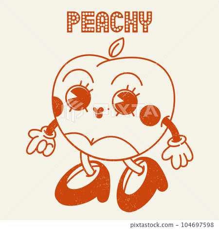 peachy cartoon retro groovy illustration print with funny slogan for graphic tee t shirt or sticker poster - Vector peachy cartoon retro groovy illustration print with funny slogan for graphic tee t shirt or sticker poster - Vector 104697598