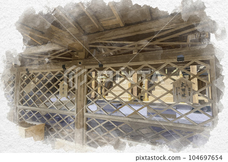 Watercolor style Murotsu, Kamo Shrine, Ota Shrine and Kataoka Shrine, Mitsu Town, Tatsuno City, Hyogo Prefecture Watercolor style Murotsu, Kamo Shrine, Ota Shrine and Kataoka Shrine, Mitsu Town, Tatsuno City, Hyogo Prefecture 104697654