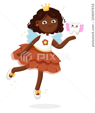 Cute little tooth fairy with crown. Cute little tooth fairy with crown. 104697658