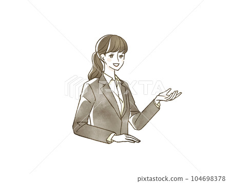 穿著西裝的女人微笑著說話 104698378