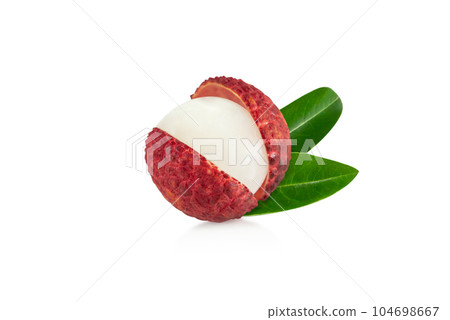 Fresh ripe lychee tropical fruit isolated on white background 104698667