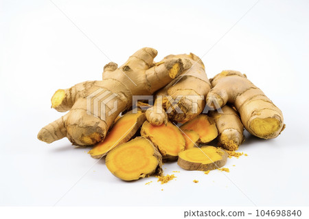 Turmeric White background AI-generated image Generative AI Turmeric White background AI-generated image Generative AI 104698840