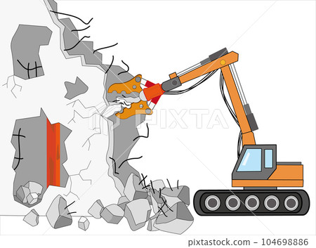 使用重型機械進行建築拆除工作。 104698886
