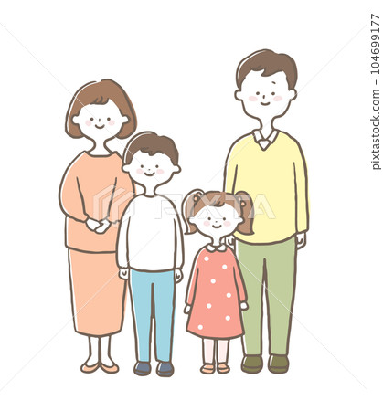 Illustration of a happy family with two children Illustration of a happy family with two children 104699177