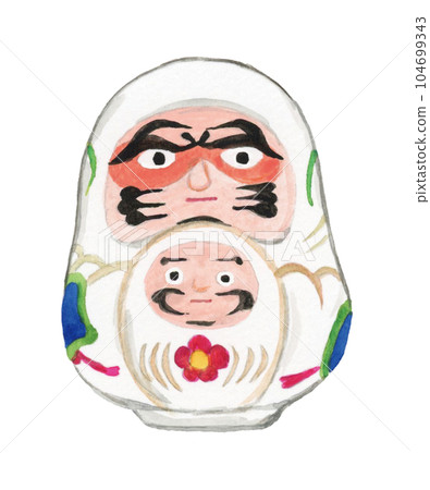 手繪水彩甲州親子不倒翁插畫 104699343