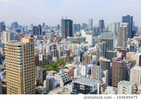View from a building near Otemae, Chuo-ku, Osaka City Street near Osaka Castle Along Tanimachisuji 104699475