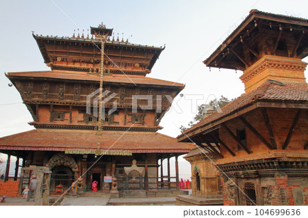 Bhagbairav Temple at dusk in Kirtipur, an ancient city on the outskirts of Kathmandu, the capital of Nepal in South Asia 104699636