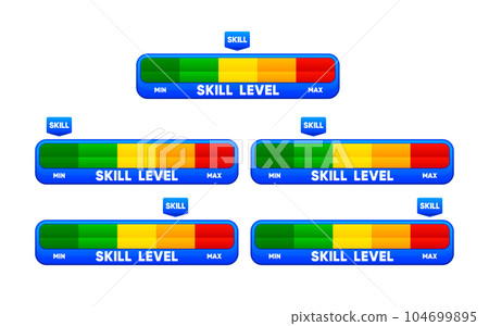 Skill levels growth. Increasing Skills Level. Cartoon style. The concept of professional or educational knowledge. Vector illustration. Skill levels growth. Increasing Skills Level. Cartoon style. The concept of professional or educational knowledge. Vector illustration. 104699895