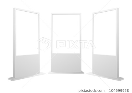 Blank advertisement banner lightbox. Vertical street poster billboard mockup in different position. Here can be your advertising. Vector illustration. Blank advertisement banner lightbox. Vertical street poster billboard mockup in different position. Here can be your advertising. Vector illustration. 104699958