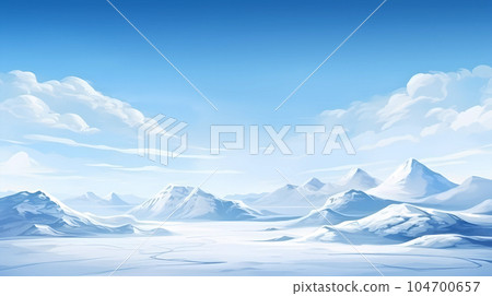 手绘卡通唯美的冬季雪山插画 104700657