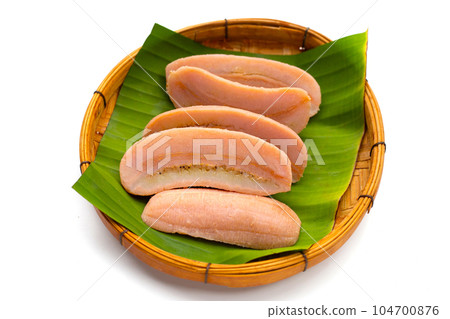 Boiled bananas. Delicious fruit dessert 104700876