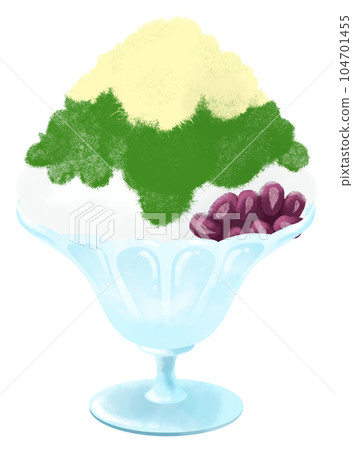 Illustration of shaved ice (Uji Kintoki) drawn by watercolor 104701455