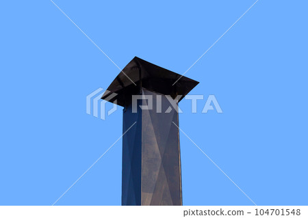 Metal chimney pipe on the roof of house Metal chimney pipe on the roof of house 104701548