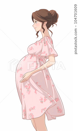 Hand drawn cartoon beautiful illustration of pregnant woman Hand drawn cartoon beautiful illustration of pregnant woman 104701609