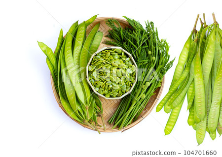 Leucaena leucocephala isolated on white background Leucaena leucocephala isolated on white background 104701660