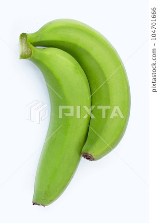 Raw banana isolated on white background. 104701666