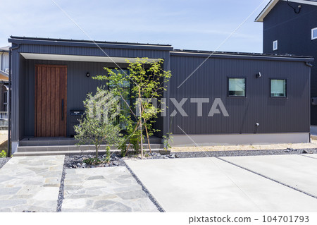 One-story house and symbol tree 104701793
