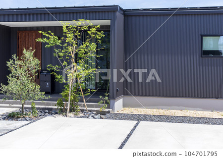 One-story house and symbol tree One-story house and symbol tree 104701795