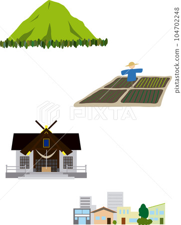 Local buildings, shrines, mountains, fields Local buildings, shrines, mountains, fields 104702248