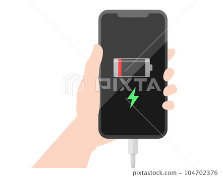 充電時手握智能手機的插圖 104702376