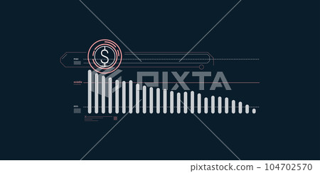 Abstract infographics of falling dollar exchange rate. 104702570