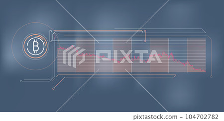 Abstract infographic of falling bitcoin exchange rate. 104702782