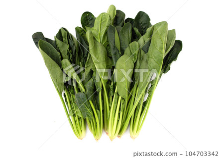 Fresh spinach on white background Fresh spinach on white background 104703342