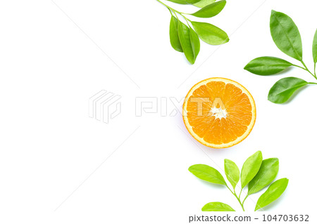 High vitamin C, Juicy and sweet. Fresh orange fruit on white. 104703632