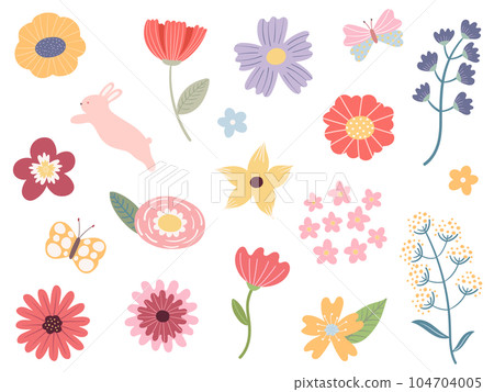 花和葉子的插圖集 花和葉子的插圖集 104704005