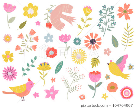 花和葉子的插圖集 花和葉子的插圖集 104704007