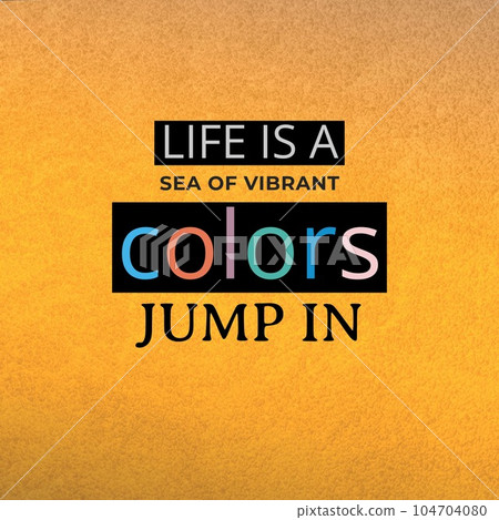 Composition of life is a sea of vibrant colours jump in text on yellow background Composition of life is a sea of vibrant colours jump in text on yellow background 104704080