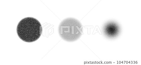 Stippled texture circle set. Black dotted round element collection. Fading noise grain dot work shapes. Vanishing half tones and shadows effect illustration bundle. Vector pack Stippled texture circle set. Black dotted round element collection. Fading noise grain dot work shapes. Vanishing half tones and shadows effect illustration bundle. Vector pack 104704336