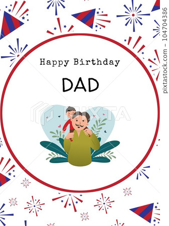 Composition of happy birthday dad text over caucasian father with son 104704386