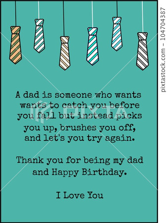 Composition of happy birthday dad text over ties hanging on green background 104704387