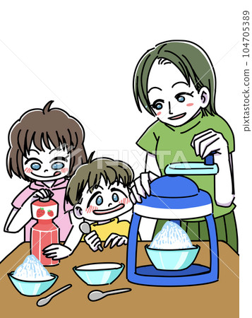 父母和孩子製作刨冰 父母和孩子製作刨冰 104705389