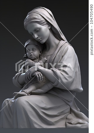 Statue of the Orthodox Virgin Mary with the Child AI 104705490