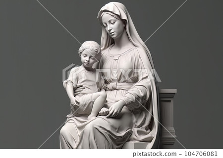 Statue of the Orthodox Virgin Mary with the Child AI Statue of the Orthodox Virgin Mary with the Child AI 104706081